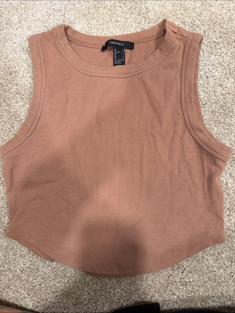 Forever 21 Ribbed Cropped Tank Top - Rust